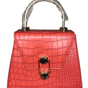 NWT Salmon Red Badgley Mischka Vegan Leather Top Handle Bag/Crossbody